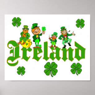 Vector - Leprechaun Clover  Ireland Poster