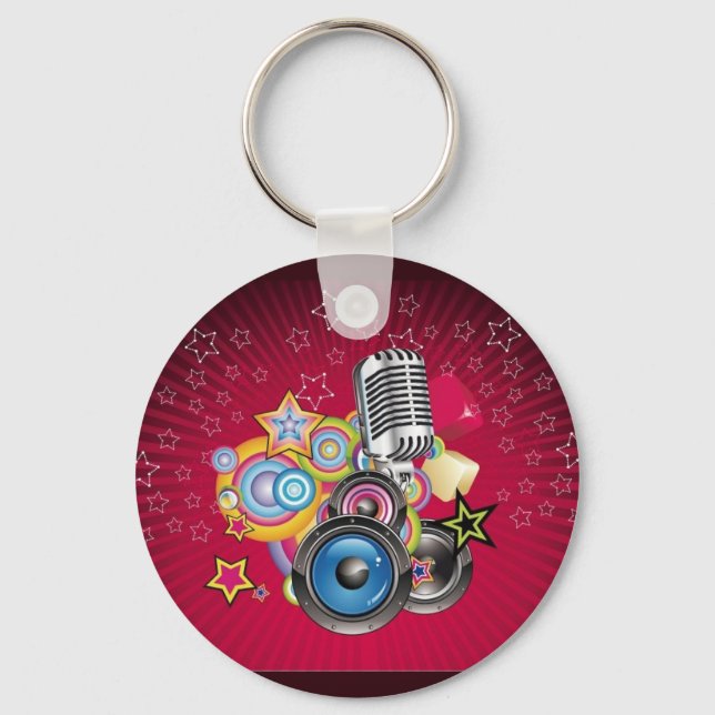 Vector-Music-Background-with-Speaker-and-Microphon Key Ring (Front)