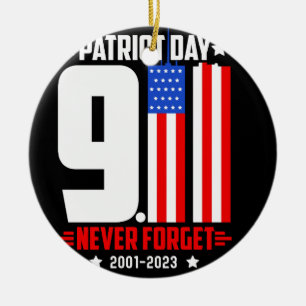 Vector patriot day 911 never forget t shirt design ceramic ornament