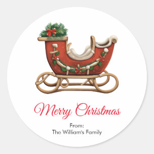 Vector Santa Sleigh Classic Round Sticker