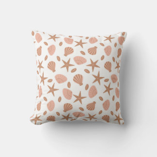 vector seamless pattern with sea shells in pastel cushion
