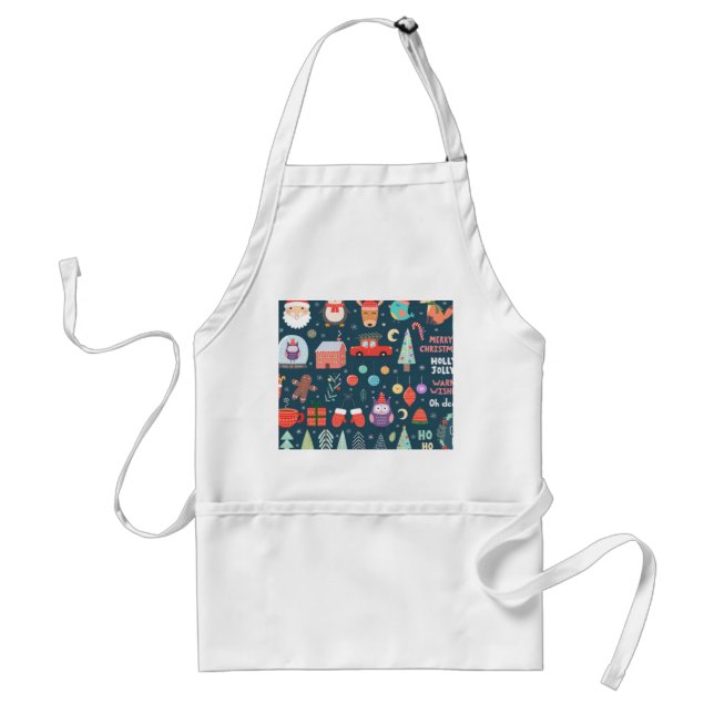 vector set cute christmas elements santa penguin standard apron (Front)