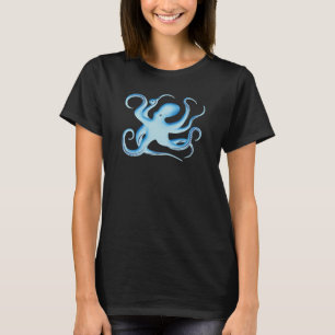 Vector Silhouette of Blue Octopus T-Shirt