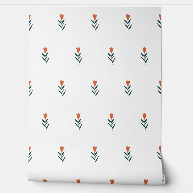 vector simple seamless botanical pattern with flow wallpaper (Unrolling)