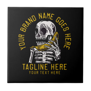 Vector skeleton call up a banana vintage t shirt d ceramic tile