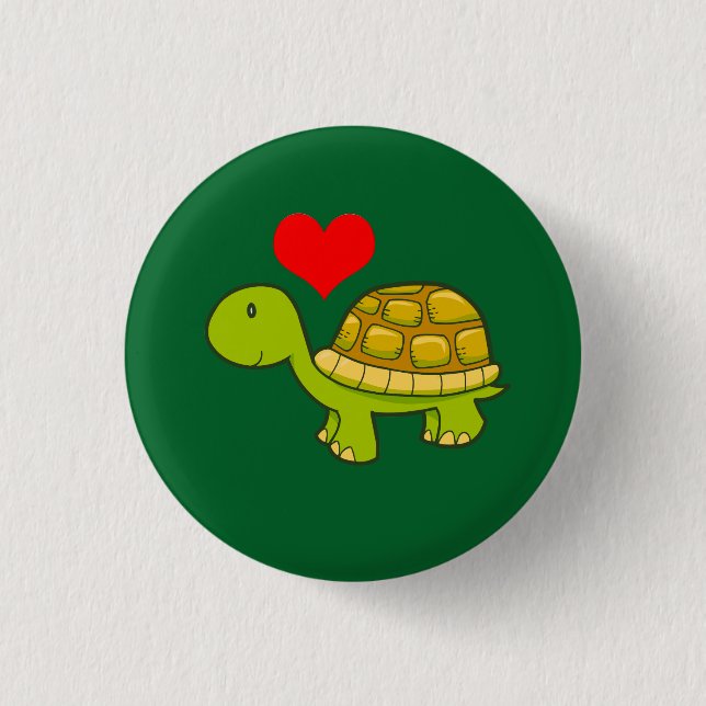 Vector tortoise with heart 3 cm round badge (Front)