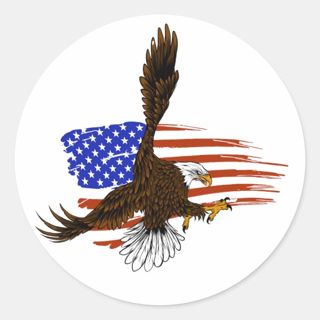 Vector vector american eagle against usa flag classic round sticker (Front)