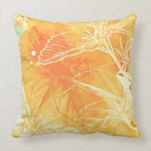 Vector Watercolor Background & Tropical Flowers Cushion