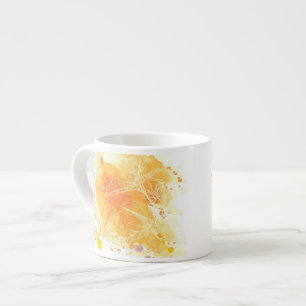 Vector Watercolor Background & Tropical Flowers Espresso Cup