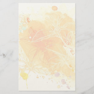 Vector Watercolor Background & Tropical Flowers Stationery