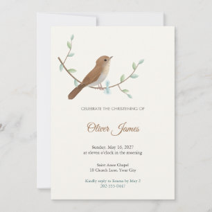 Veery Songbird Christening Invitation