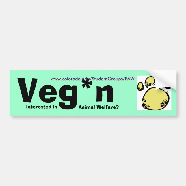 Veg*n Bumper Sticker w/border for ... - Customised (Front)
