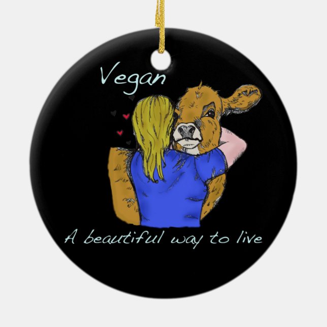 Vegan A beautiful way to live Ornament (Back)