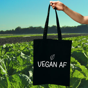 Vegan AF, Minimalist Leaf Tote Bag