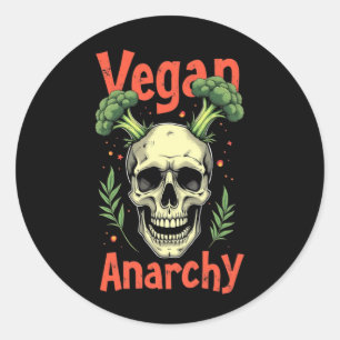 Vegan Anarchy Skull – Plant Powered Rebellion Classic Round Sticker