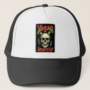 Vegan Anarchy Skull – Plant Powered Rebellion Trucker Hat