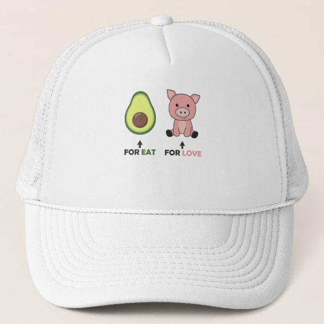 Vegan Animal Lover Eat Avocado Pigs Love Trucker Hat (Front)