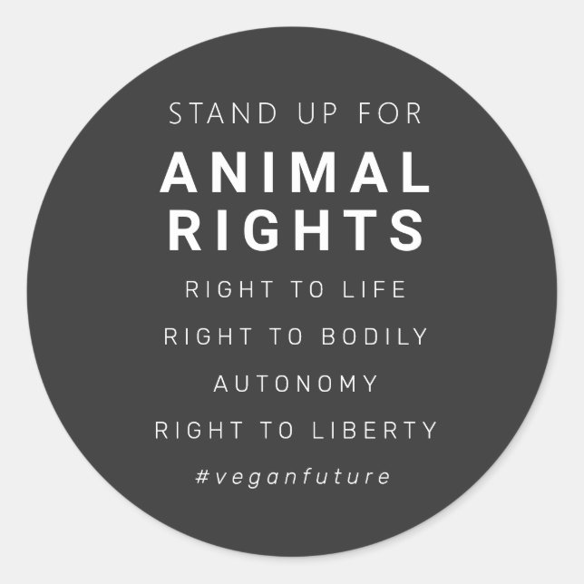 Vegan Animal Rights Minimal Typography Classic Round Sticker (Front)