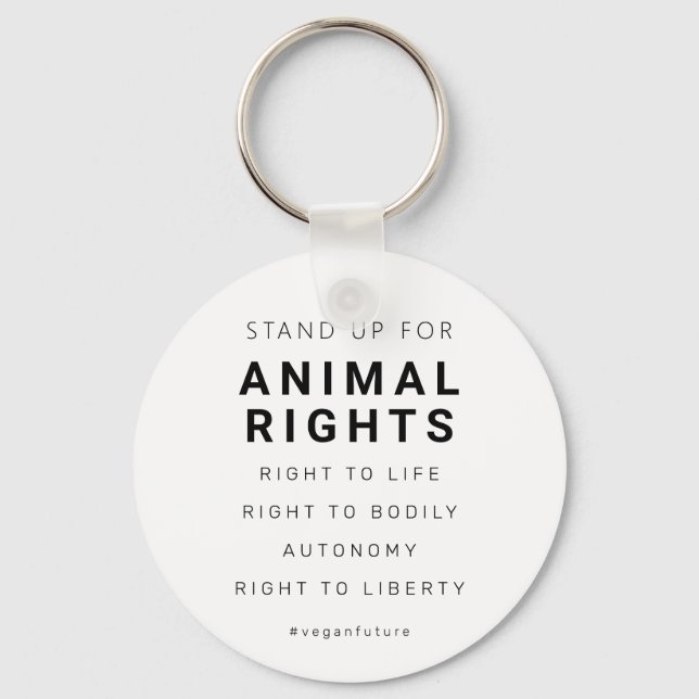 Vegan Animal Rights Minimal Typography  Key Ring (Front)