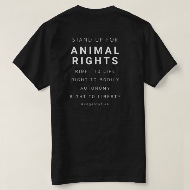 Vegan Animal Rights Minimal Typography  T-Shirt (Design Back)