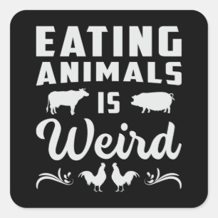 Vegan Animal Rights Veganism Veggie Funny Gift Square Sticker