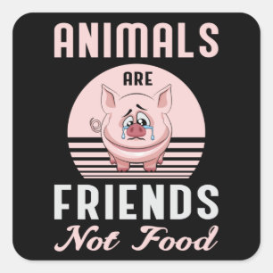 Vegan Animal Rights Veggie Veganism Funny Gift Square Sticker