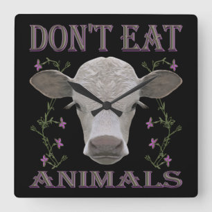 Vegan - animals want to live - WU07 Square Wall Clock
