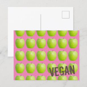 Vegan Apple Pattern for Vegetarian Fruit lover Holiday Postcard