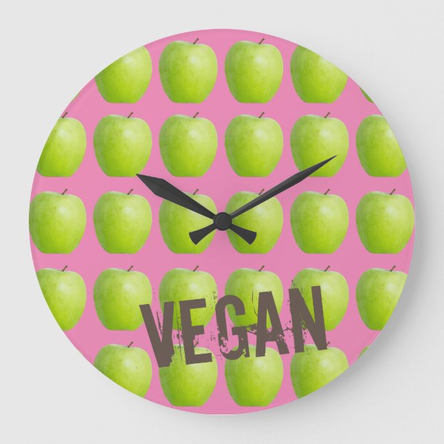 Vegan Apple Pattern for Vegetarian Fruit lover Large Clock (Front)