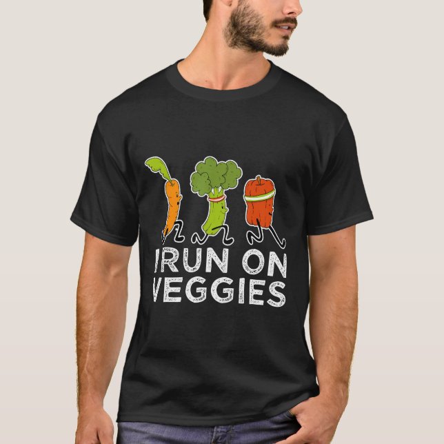 Vegan Athlete Marathon Runner I Run On Veggies Veg T-Shirt (Front)
