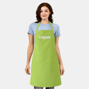Vegan avocado green and white modern typography apron