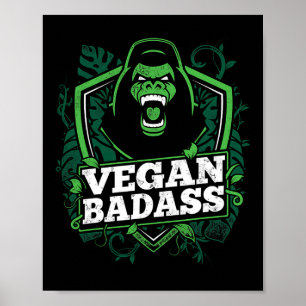 Vegan Bad Fitness Gorilla Bodybuilding Beast  Poster