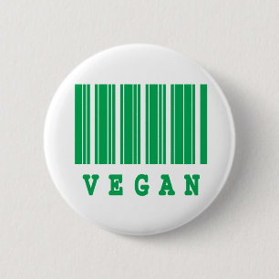 vegan barcode design 6 cm round badge