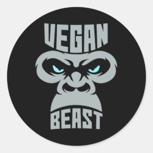 Vegan Beast Workout Muscle Gorilla Gym Bodybuildin Classic Round Sticker