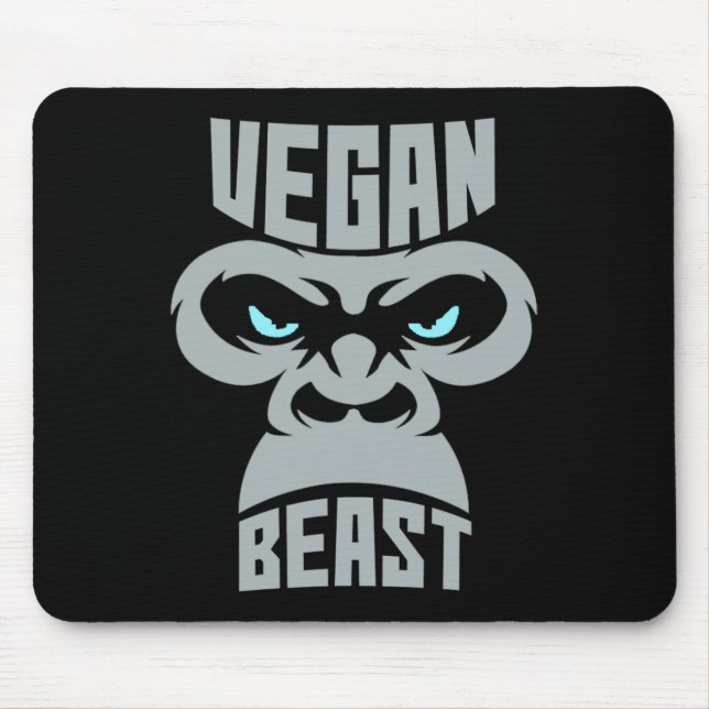 Vegan Beast Workout Muscle Gorilla Gym Bodybuildin Mouse Pad (Front)
