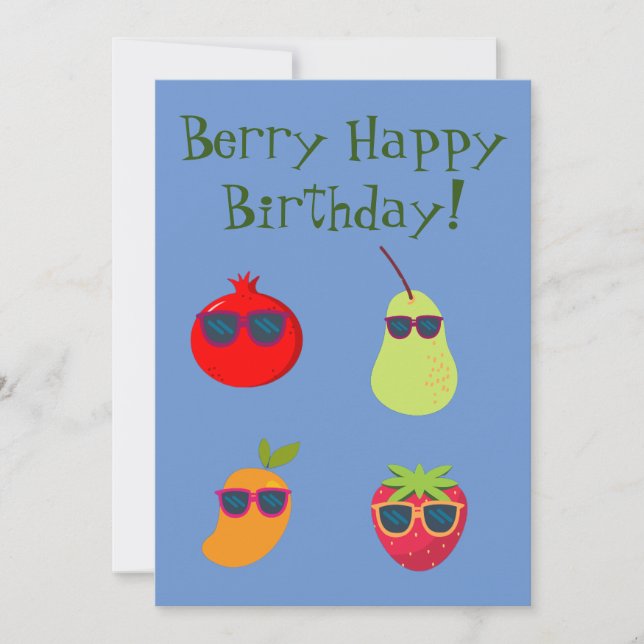 Vegan Berry Birthday Greeting Card (Front)