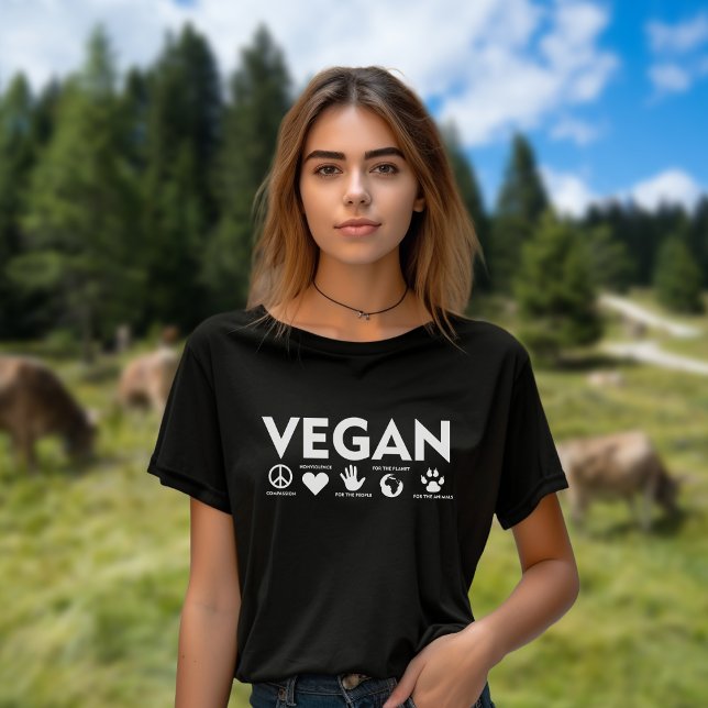 Vegan Black and White Activism T-Shirt (Creator Uploaded)