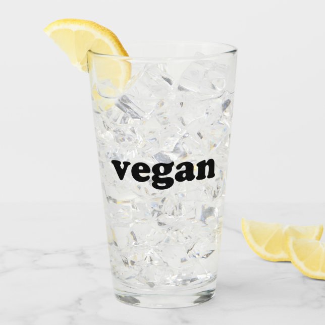 "vegan" black letters glass cup (Front Ice)