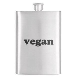 "vegan" black letters hip flask