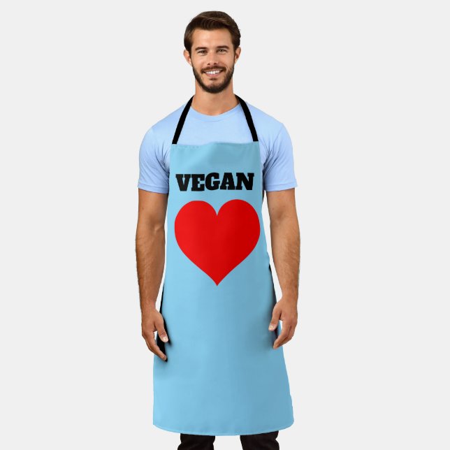 VEGAN BLUE KITCHEN APRON (Worn)