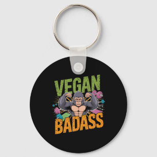 Vegan Bodybuilder Weightlifter Gorilla Key Ring