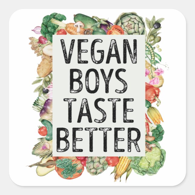 vegan boys taste better square sticker (Front)