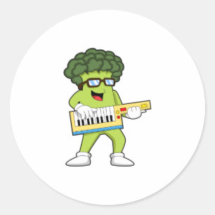 Vegan Broccoli at Music with Guitar Classic Round Sticker