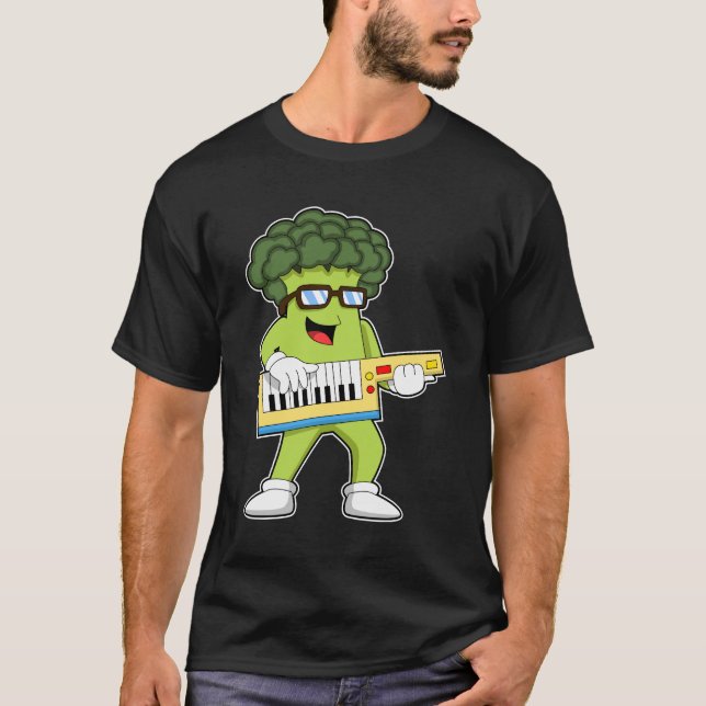 Vegan Broccoli at Music with Guitar T-Shirt (Front)