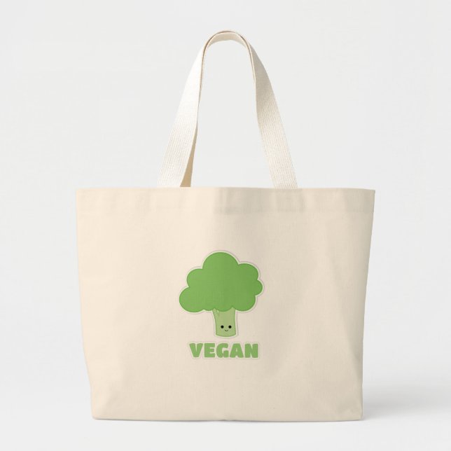 Vegan Broccoli Large Tote Bag (Front)