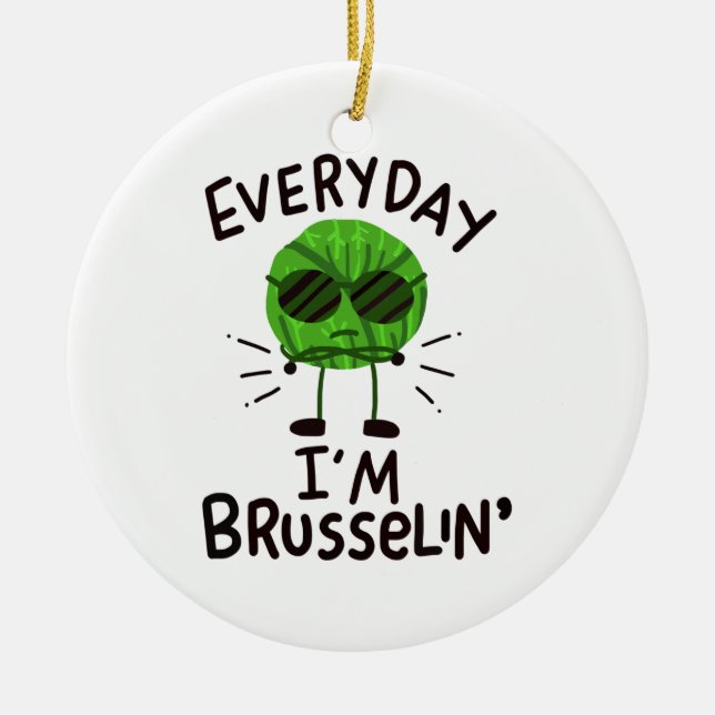 Vegan Brussels Sprouts Ceramic Ornament (Front)