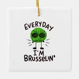 Vegan Brussels Sprouts  Ceramic Ornament