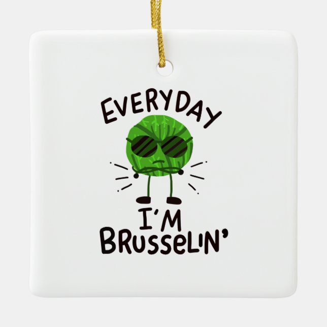 Vegan Brussels Sprouts  Ceramic Ornament (Front)
