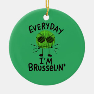 Vegan Brussels Sprouts Ceramic Ornament