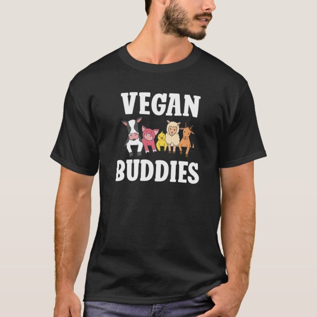Vegan Buddies Animals Veggie  Vegan T-Shirt (Front)